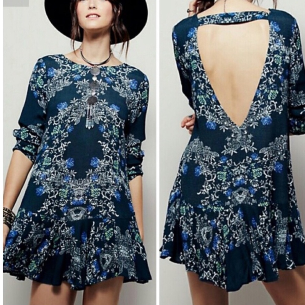Free people smooth talker open back tunic, small.